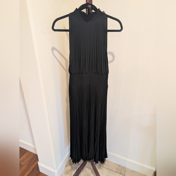 A.L.C. Black Pleated Halter Dress, Size 8 - Picture 7 of 13
